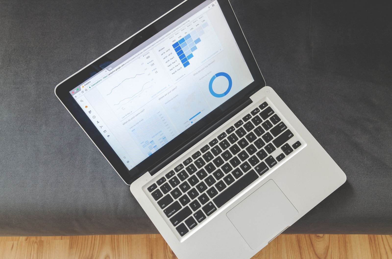 Laptop showing campaign performance charts — Facebook Ads analytics