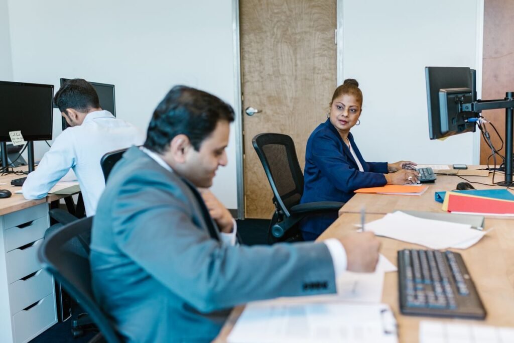 Professionals working together in a modern office